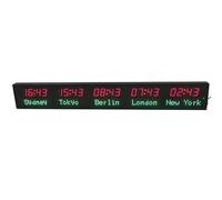 PRMTYUP Digital Led World Clock, 5 Time Zone Wall Mounted City Time Zone World Clock, Three Brightness Adjustment, City Can Be Changed, for Multinational Enterprises, Airports,02