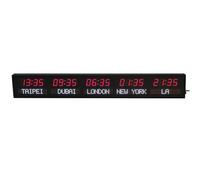 PRMTYUP Digital Led World Clock, 5 Time Zone Wall Mounted City Time Zone World Clock, Three Brightness Adjustment, City Can Be Changed, for Multinational Enterprises, Airports,03