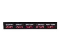 PRMTYUP Digital Led World Clock, 5 Time Zone Wall Mounted City Time Zone World Clock, Three Brightness Adjustment, City Can Be Changed, for Multinational Enterprises, Airports,09