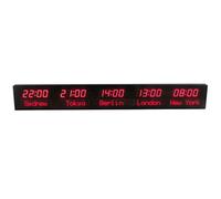 PRMTYUP Digital Led World Clock, 5 Time Zone Wall Mounted City Time Zone World Clock, Three Brightness Adjustment, City Can Be Changed, for Multinational Enterprises, Airports,01
