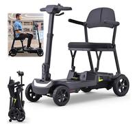 PRMTYUP Electric Scooters Adult, 4 Wheel Lightweight Mobility Scooters, 35 lbs Aluminum Frame, Airline Approved, 40km Long Range, Portable Travel Scooter, for Seniors,Black