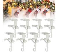 PRMTYUP Garland Holder, 2-in-1 Fireplace Stocking and Garland Hanger, Adjustable Hangers Fits 0.5" To 8.5" Mantle, No Drill Christmas Garlands Clip, for Holiday Decor,White,8pcs