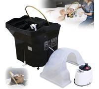 PRMTYUP Japanese Head Spa Equipment, Water Circulation Shampoo Basin, Portable Thermostatic Shampoo Tray, with 60L Large Water Tank, Fumigation, Light Therapy,Black