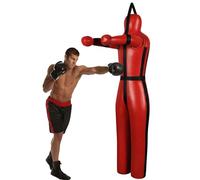 PRMTYUP Judo Punching Bag Dummy, Wrestling Throwing Dummy Bag, Durable PU Leather, Grappling Standing Sitting Laying Throwing, for Martial Arts Boxing Karate Training,Red,H1.7m[70KG]