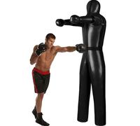 PRMTYUP Judo Punching Bag Dummy, Wrestling Throwing Dummy Bag, Durable PU Leather, Grappling Standing Sitting Laying Throwing, for Martial Arts Boxing Karate Training,Black,H1.85m[70KG]
