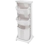 PRMTYUP Laundry Basket with Wheels, 3-Tier Rolling Laundry Sorter with Removable Storage Basket Stackable Laundry Hamper Organizer for Bathroom, Kitchen, Office,Wit