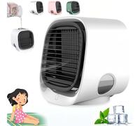 PRMTYUP Portable Air Conditioner, Air Conditioner Misting Fan with Night Light Function, 3 Speeds Adjustable, No Noise-Lower 41-45°F, 90-Second Cooling, 5m/s, 300ml Tank,White