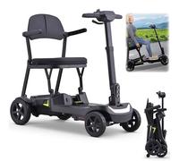PRMTYUP Portable Mobility Scooter, 4 Wheel Powered Travel Mobility Scooter, Lightweight Foldable, with Dual Removable Batteries, Airline Approved, for Seniors & Adults,Black