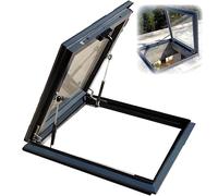 PRMTYUP Roof Skylight, Tempered Glass Skylight Cover, Egress Roof Window, Aluminum Alloy Frame & Hydraulic Rod, for Basement, Garage, Sun Room and Outdoor Attic Entry,LxW 58x78cm/22.8x30.7in