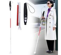 PRMTYUP Smart Telescopic Walking Stick, Obstacle Detection Guiding Stick, with Electronic Voice and Vibration Reminder, Visually Impaired Foldable Blind Cane, for Enhanced Safety,A