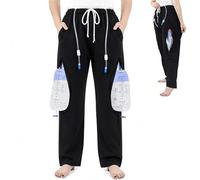 PRMTYUP Unisex Catheter Pants with Urine Bag Holder, Catheter Friendly Pants for Men & Women, Foley & Urinary Catheter Trousers, Adaptive Incontinence Pants for Daily Wear, Home & Sleep,Black,XXL