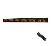 PRMTYUP World Time Zones Clock, Digital Multiple Time Zones Clock, 3/4/5/6 City World Time, Brightness Adjustment, Calibrated Automatically, for Hotels, Multinational Enterprises,6 City