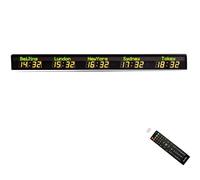 PRMTYUP World Time Zones Clock, Digital Multiple Time Zones Clock, 3/4/5/6 City World Time, Brightness Adjustment, Calibrated Automatically, for Hotels, Multinational Enterprises,5 City A