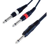 Pro 1.2M 6.35mm Mono Y Splitter Cable - 2X Guitar Into 1 Amp - Audio Combiner Lead
