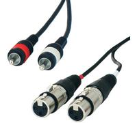 PRO 1.5m Twin XLR Female to 2x RCA PHONO Male Cable Double Dual Audio Plug Lead