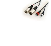 PRO - 1.5m Twin XLR Male to 2x RCA/PHONO Male Cable - Double/Dual Audio Plug Lead - Loops