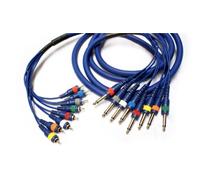 PRO 1.8m 8 Way 6.35mm Mono Jack to RCA/PHONO Male Loom Cable - Audio Snake Lead
