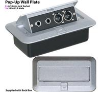 Pro 2 Gang Pop Up Wall Floor Plate & Back Box 2X 6.35mm & Dual Xlr Male Outlet