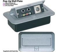 Pro 2 Gang Pop Up Wall Floor Plate & Back Box Av Rca & 6.35mm & Xlr Male Outlet