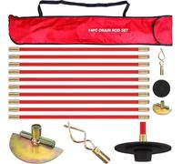 Pro 30ft Drain Rod Set Kit in Carry Bag Professional Heavy Duty Unlock Plunger Worm Scraper Cleaning Rods Rodding 14 PC 9m Length