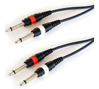 Pro 3M Dual 6.35mm Mono Jack Plug Cable 2X 1/4"" Male Guitar Microphone Patch Lead