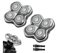 Pro 4 Shaver Replacement Heads Compatible with Skul Pitbulls Gold PRO, Silver PRO, Platinum PRO, Butterfly Kiss PRO Head Shavers, Floating 4 Heads for a Fast, Close and Smooth Shave (2 Pcs)