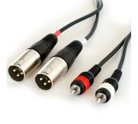 PRO - 6m Twin XLR Male to 2x RCA/PHONO Male Cable - Double/Dual Audio Plug Lead - Loops