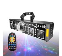Pro 7 in 1 DMX & Sound Activated Light Show Machine with Disco Ball Light, Disco Lights for Parties, DJ Lights, RGBW & Strobe Party Lights Indoor, for Clubs, Dance Halls, Performances