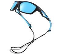 Pro Acme Kids Sunglasses Polarized UV Protection TR90 Unbreakable Sports Shades for Boys Girls S703(Black Blue | Blue Mirrored Lens)