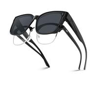 Pro Acme Sunglasses Fit Over Glasses for Men,Trendy Square Sun Glasses Polarized Oversized Shades PAHM883(Black|Gray)