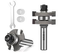 Pro Adjustable Tongue and Groove Router Bit Set 1/2 Inch Shank, T Shape Wood Milling Router Bit for Match Oak Hardwood Floor Wainscoting Boards Joinery 7/32" to 3/8" Space