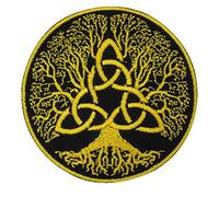Pro Armour Viking Tree of Life Trinity Knot Yellow 7cm Iron On Sew On Patch Badge for Clothes etc.