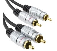 Pro Audio Metal 2 x RCA Phono Plugs to Twin Plugs Cable Lead Gold 2m