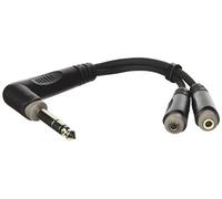 Pro Audio RAYC260 6.3mm Stereo Right Angle Plug to 2x 3.5mm Stereo Sockets Y-Adapter Cable