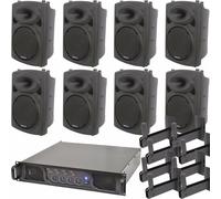 PRO Bar Club Sound System 8x Loud Wall Speaker 4 Channel 1600W Music Player Kit