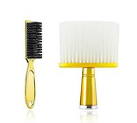 Pro Barber Brush Set for Removing Loose Hair | Salon Hairdresser Clean Brushes Neck Duster Brush Clipper Cleaning Hairbrush(Gold)