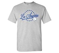Pro Baseball Vintage Team Men's Retro Fan Apparel, Los Angeles - Sport Grey Shirt, Medium