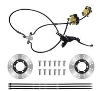 PRO BAT Front Hydraulic Twin Disc Brake Calipers Assembly with 4 Stud Disc Brake Plates for 50cc 70cc 90cc 110cc 125cc Chinese UTV ATV 4 Wheeler Quad Go Kart Golf Cart Buggy, Golden