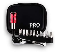 Pro Bike Tool Mini Ratchet Tool Set - Multitool Repair Kit for Road & Mountain Bikes - Bike Accessories - Versatile EDC Tool Box for Your Road Bicycle or Mountain Bike, Home or Work - Hard Case Pouch