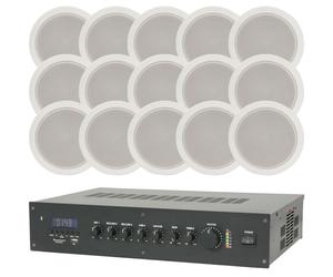 PRO Bluetooth 100V Amplifier & 15x Ceiling Speaker Kit Background Music System