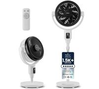 Pro Breeze® AirFlo Plus 44" Hybrid Pedestal Fan 29db Silent with Remote, Powerful Dual Blades, Multidirectional Vortex 135° Horizontal & 100° Vertical & Oscillating, 111-61cm Flex Height