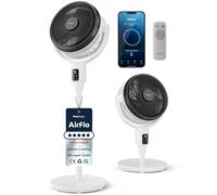 Pro Breeze AirFlo XL 44" Pedestal Fan, Powerful Airflow & Ultra Quiet Standing Fan with Smart App, Remote Control, 2-in-1 Adjustable Height, Oscillating Fan for Bedroom & Home, LED Display, 2 Modes