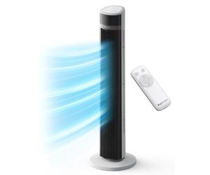 Pro Breeze Bladeless Tower Fan Quiet & Portable with Remote Control, 90° Oscillation, 15h Timer, 4 Modes, 3 Speeds - Powerful Electric 45W Motor Standing Air Circulator for Bedroom & Office