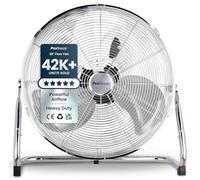Pro Breeze® 20" Chrome Gym Floor Fan with 3 Speeds and Adjustable Fan Head, Standing Metal Pedestal Fan with Powerful Circulation