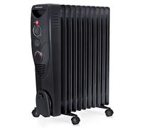 Pro Breeze Oil Filled Radiator with 11 Fins - Slim Electric Radiator - Portable Oil Heater with Built-in 24 Hour Timer, 3 Heat Settings, Adjustable Thermostat (Black Radiator)