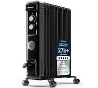Pro Breeze® Oil Filled Radiator with 11 Fins - Slim Electric Radiator - Portable Oil Heater with Built-in 24 Hour Timer, 3 Heat Settings, Adjustable Thermostat & Safety Cut-Off - Black