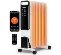 Pro Breeze® OmniWarm Smart 2500W 11 Fin Oil Filled Radiator - Digital - WiFi Smart App, Thermostat, 24Hr Timer, 3 Heat Modes, Child Lock, Overheat & Tip-Over Protection Oil heater for Home - White