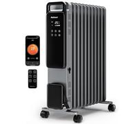 Pro Breeze Smart 2500W 11 Fin Oil Filled Radiator with Digital Display and WiFi Smart App, Thermostat, 24Hr Timer, 3 Heat Modes, Child Lock, Overheat & Tip-Over Protection Oil heater for Home - Silver
