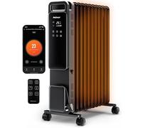Pro Breeze Smart 2500W 11 Fin Oil Filled Radiator with Digital Display and WiFi Smart App, Thermostat, 24Hr Timer, 3 Heat Modes, Child Lock, Overheat & Tip-Over Protection Oil heater for Home - Black