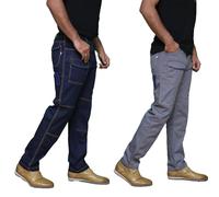 Pro Builder Work Trousers Men - Heavy Duty Cargo Trousers for Men - Multi Pockets & Double Stitched - Durable Combat Workwear (32W to 34W) (UK, Waist, 32, 32, Regular, Regular, Blue)